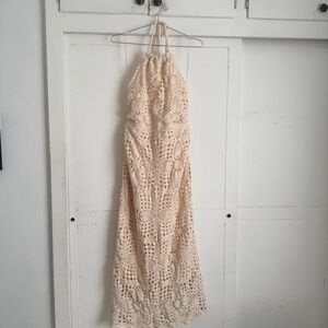 House of Harlow 1960 - Cream Lace Crochet Halter Dress